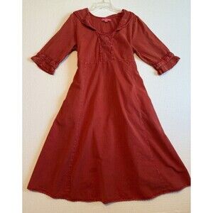 Vintage April Cornell Dress Women's Large Cottagecore Boho Lace Trim Tie Waist